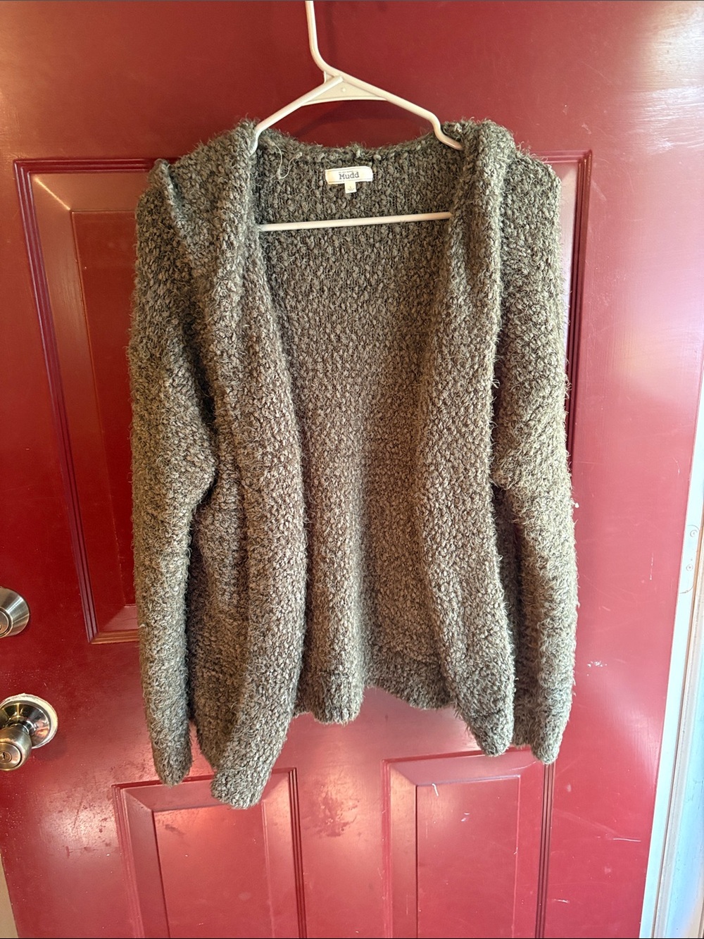 Green hooded sweater